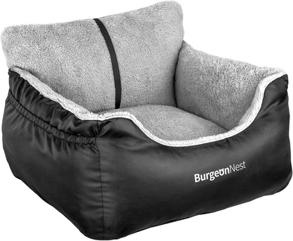 Premium Dog Car Seat for Small Breeds - Soft and Washable Travel Bed for Pets Under 25 lbs, Detachable Design with Storage Pockets and Clip-On Leash, Portable Carrier in Black