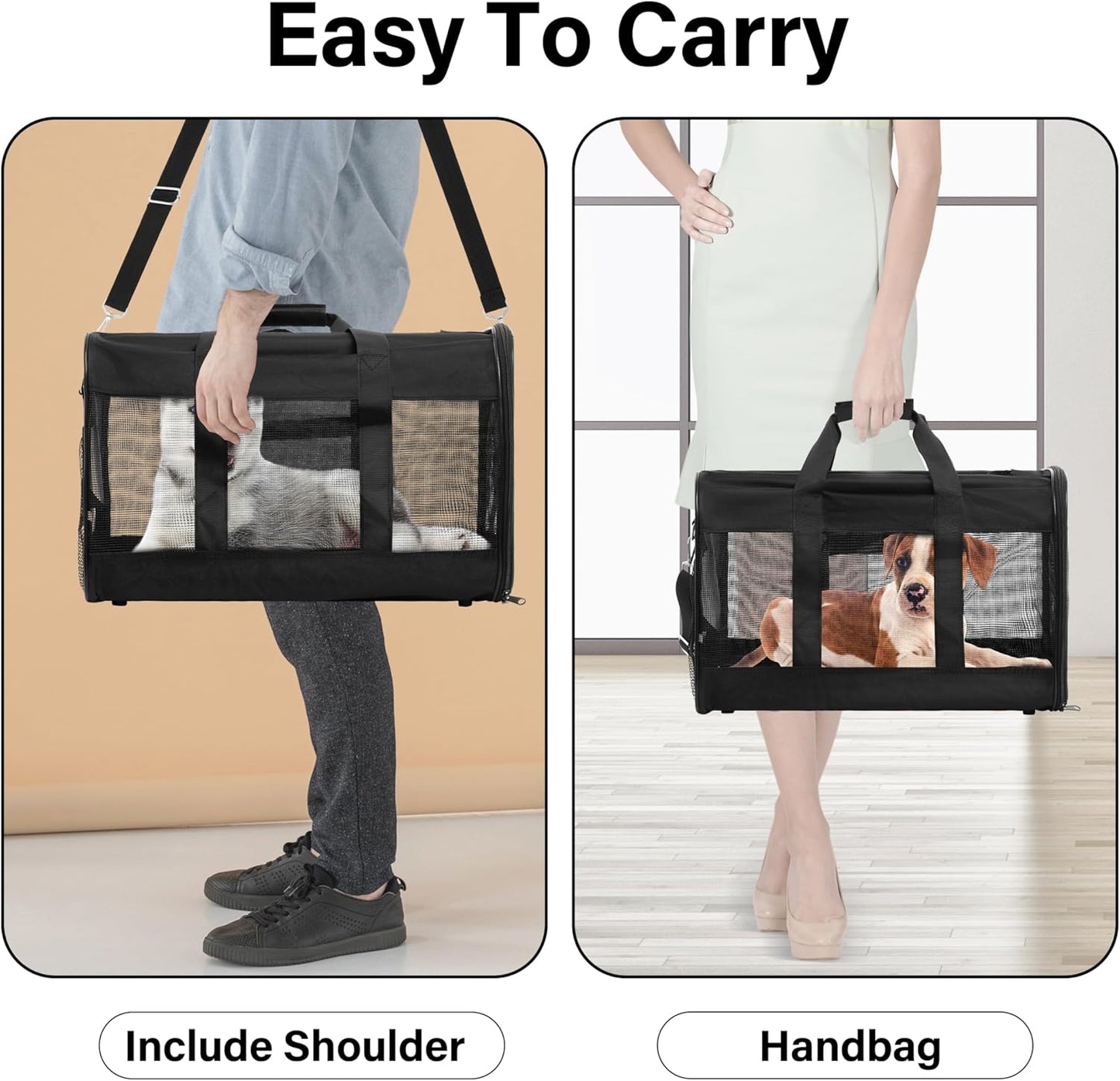 Soft-Sided Portable Pet Travel Carrier for Cats and Small Dogs, Airline Approved, Collapsible and Durable, Maximum Capacity 17 lbs (Medium)