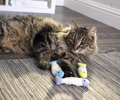 Fish Flop Crinkle Catnip Cat Toys - Set of 3, Multi-Color