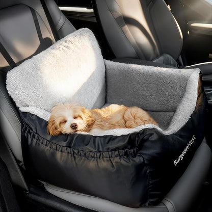 Premium Dog Car Seat for Small Breeds - Soft and Washable Travel Bed for Pets Under 25 lbs, Detachable Design with Storage Pockets and Clip-On Leash, Portable Carrier in Black