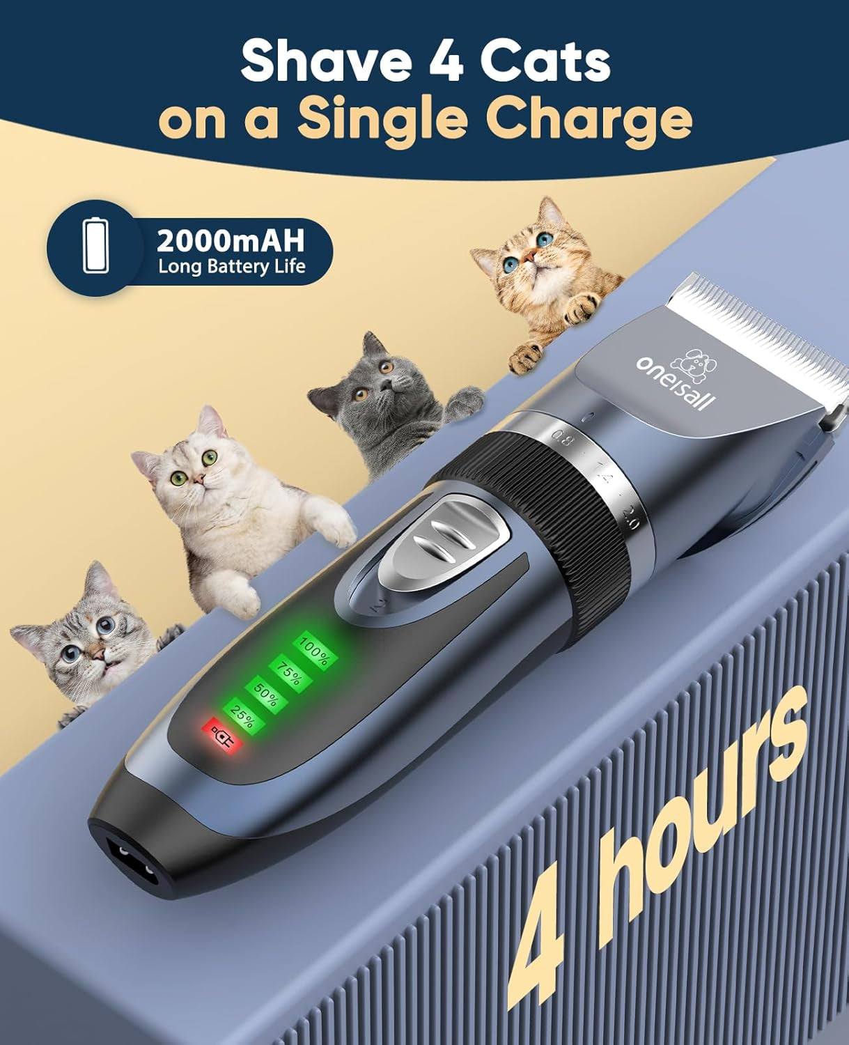 Professional Cat Grooming Kit: Cordless 2-Speed Clippers for Matted and Long Hair - Ideal for Cats, Small Dogs, and Other Animals (Blue)