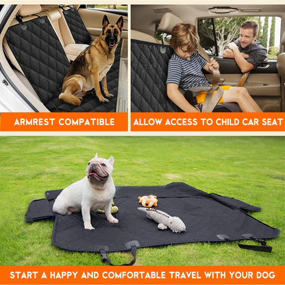 Dog Car Seat Cover - Waterproof Back Seat Protector for Pets, Non-Slip Design Fits Middle Armrest, Compatible with Most Cars, Trucks, and SUVs - Black