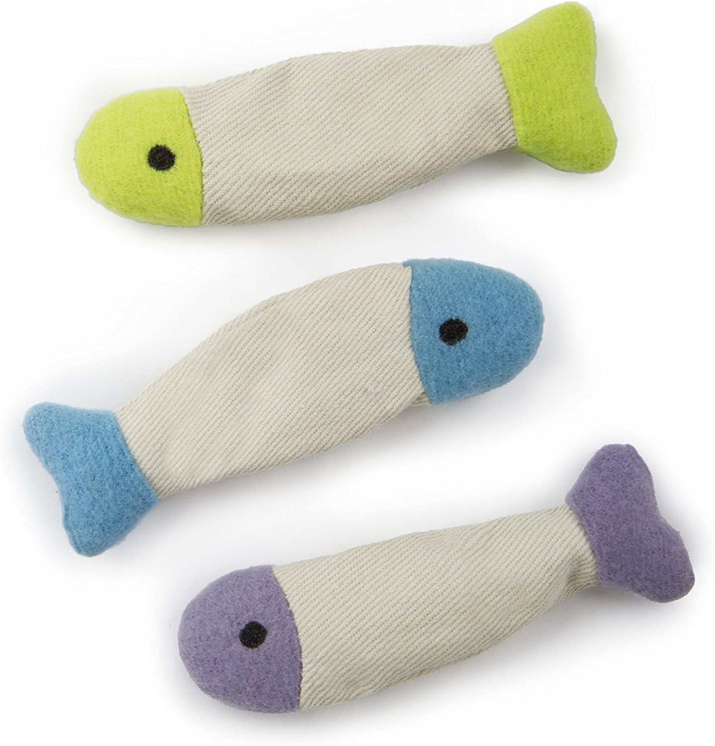 Fish Flop Crinkle Catnip Cat Toys - Set of 3, Multi-Color
