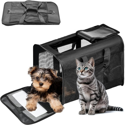 Soft-Sided Portable Pet Travel Carrier for Cats and Small Dogs, Airline Approved, Collapsible and Durable, Maximum Capacity 17 lbs (Medium)