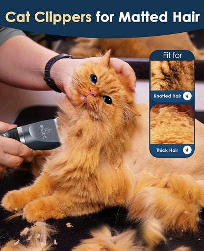 Professional Cat Grooming Kit: Cordless 2-Speed Clippers for Matted and Long Hair - Ideal for Cats, Small Dogs, and Other Animals (Blue)