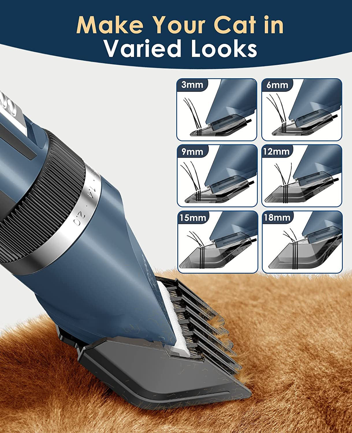 Professional Cat Grooming Kit: Cordless 2-Speed Clippers for Matted and Long Hair - Ideal for Cats, Small Dogs, and Other Animals (Blue)